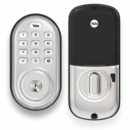 YALE REAL LIVING Assure Lock Push Button Deadbolt with Z-Wave and Kwikset Keyway Satin Nickel Finish YRD216ZW2619